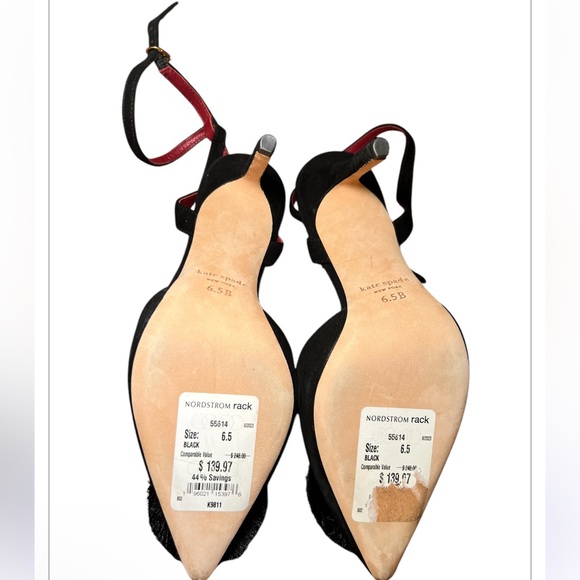 Kate Spade new with tags Amour Pom Pom ankle strap  pumps.  Size 6.5. Suede - Picture 7 of 7